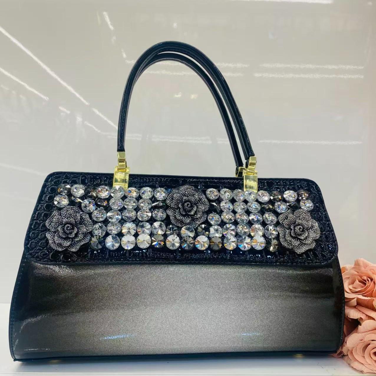 New Arrival 2026 Rhinestone-Embellished Croc-Effect Mom Bag for Women, An Elegant Large Capacity Shoulder Crossbody Top-Handle Handbag with Premium Design