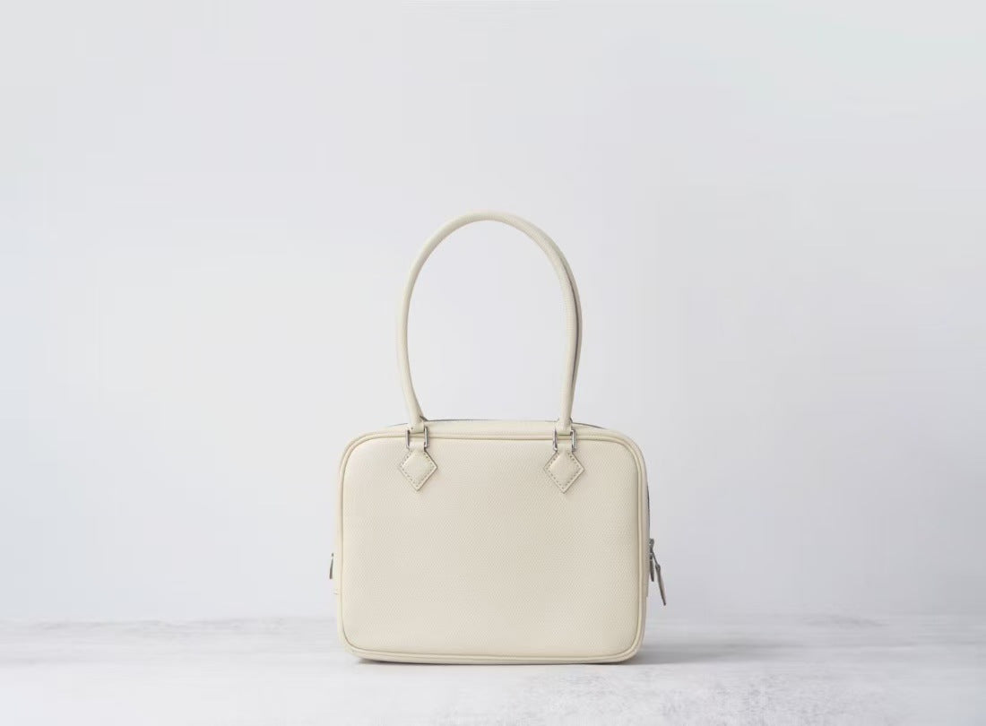 Women's Genuine Leather Feather Bag 20cm, Hermès-Inspired Top-Layer Cowhide Handbag with Palm-Skin Texture, 2nd Generation Style Top-Handle & Cross-Body Purse, Trendy Shoulder Satchel for Everyday Use