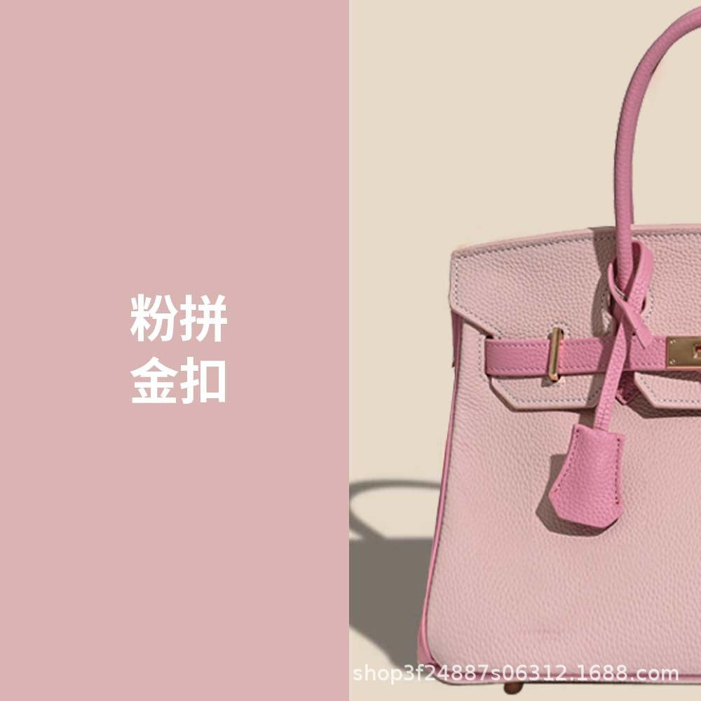 Premium Top-Layer Cowhide Leather with Pebbled Texture, Birkin-Inspired Tote Bag for Women, Spacious Large Capacity Top-Handle Shoulder Crossbody Handbag with Luxurious Feel