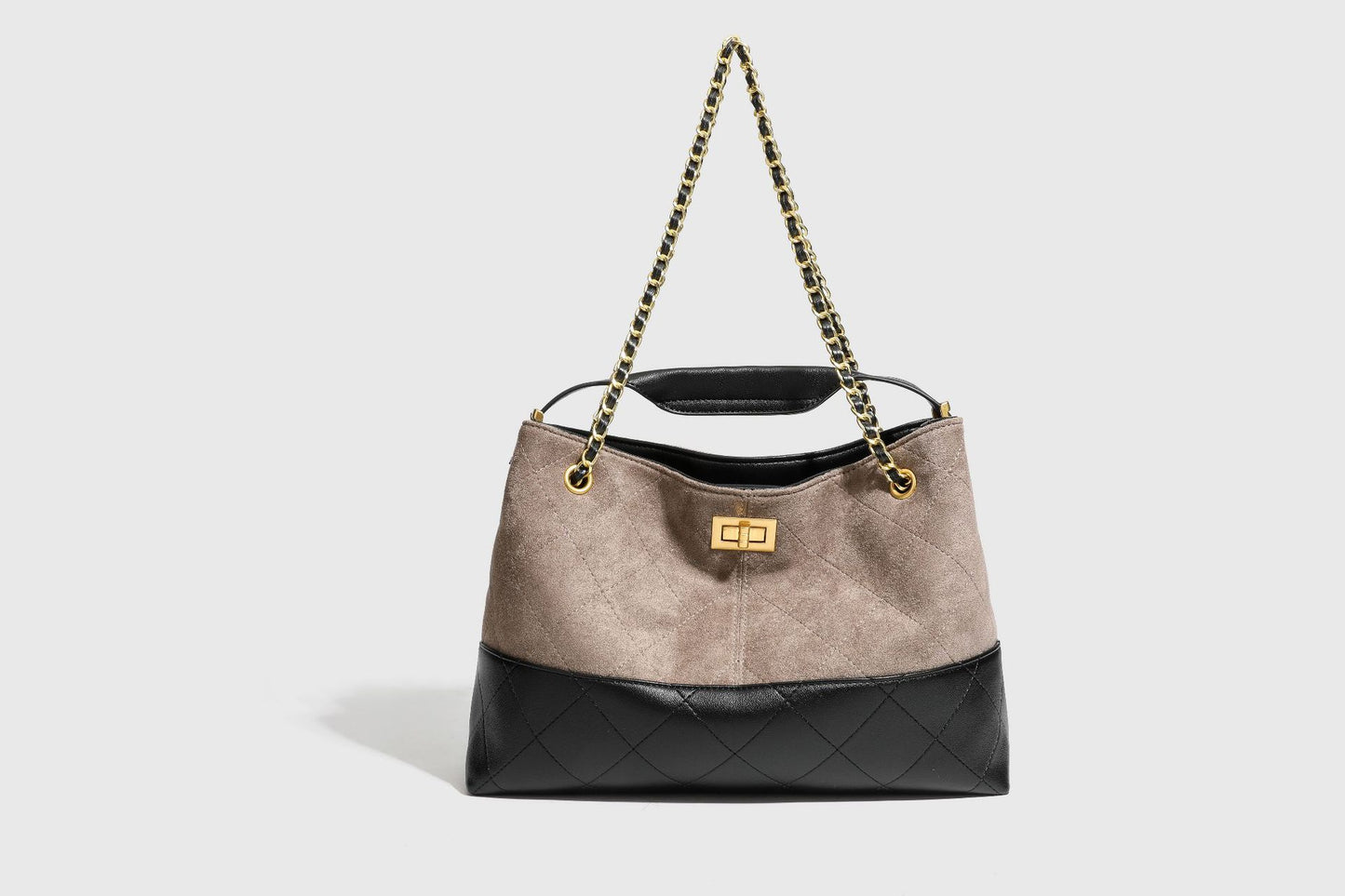 Genuine Leather Vintage Patchwork Quilted Tote Bag for Women, New Large Capacity Commute Shoulder Underarm Purse with Chain Strap, Premium Handbag for Ladies