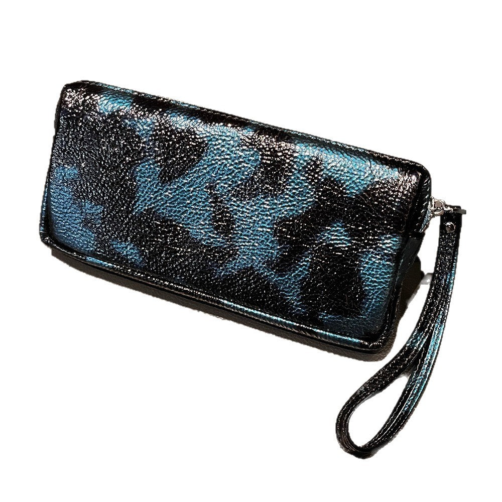 New Arrival Croc-Effect Genuine Leather Wallet for Women, A Top-Layer Cowhide Zip Clutch Phone Bag with Coin Compartment & Hand Grab Design