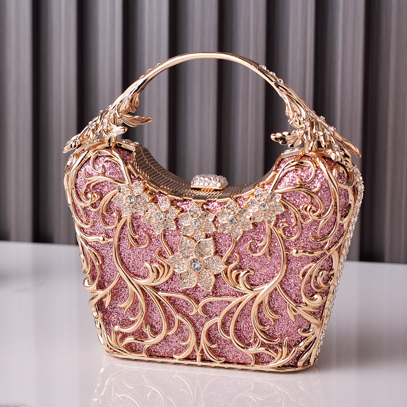 Elegant Black Hollow-Out Evening Clutch for Women, A Sparkly Premium Banquet Party Handbag with Sophisticated Design, Perfect for Special Occasions