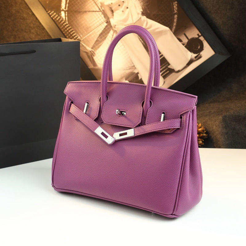 New Arrival Pebbled Leather Birkin-Inspired Tote Bag for Women, Large Capacity Turn-Lock Shoulder Crossbody Handbag with Light Luxury Style, Perfect Commuter Purse for Work & Everyday