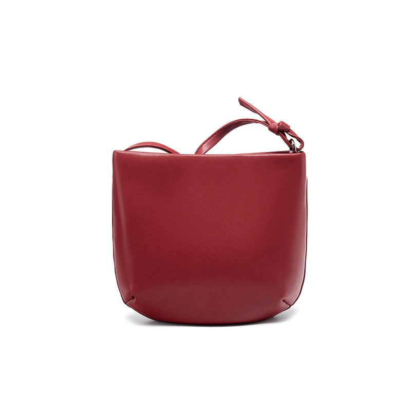 New Red Premium Minimalist Commute Bag, Versatile Shoulder Crossbody Top Handle Purse, Genuine Leather Summer Handbag for Women