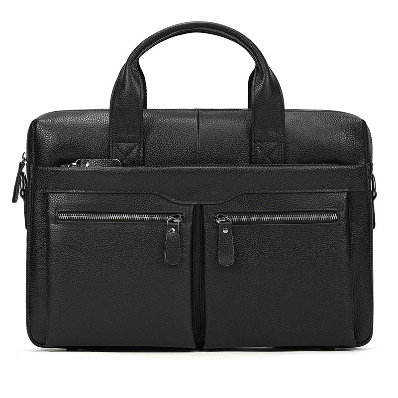 Genuine Cowhide Minimalist Business Briefcase for Men, Fashionable Laptop Top Handle Shoulder Bag, Bestseller Work Commute Bag for Gentlemen