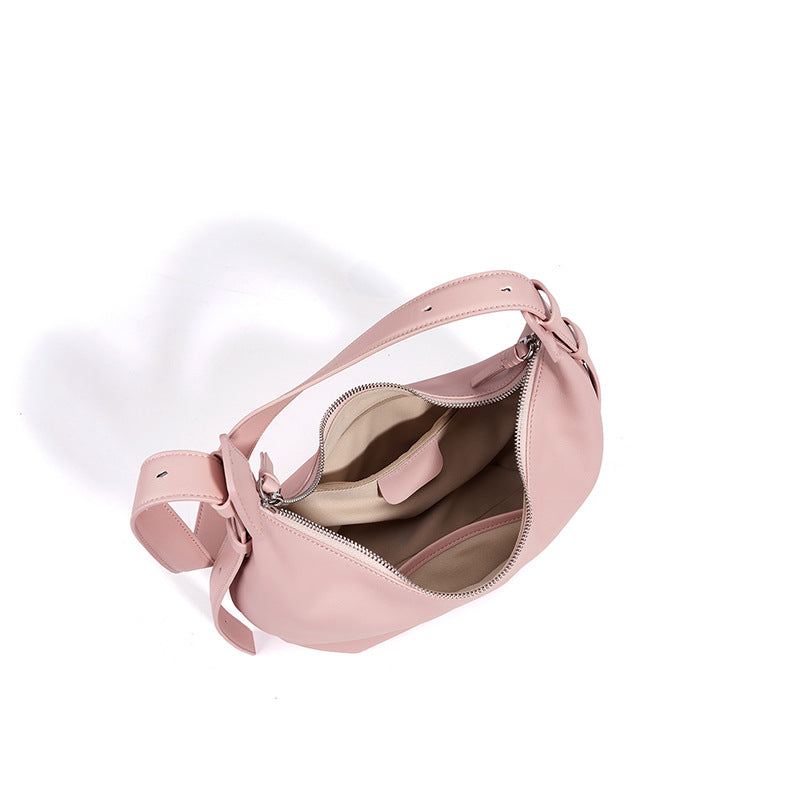 Genuine Soft Leather Korean Style Dumpling Underarm Bag for Women, Minimalist Spring Summer Commute Shoulder Purse, Premium Everyday Work Handbag for Ladies