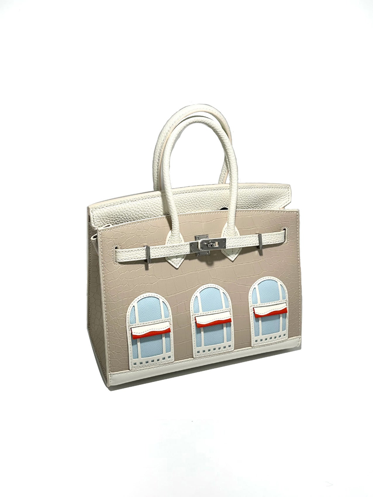New Arrival Croc-Effect Genuine Leather House-Shaped Bag for Women, A High-End Versatile Top-Handle Shoulder Crossbody Handbag with Fashionable Premium Design