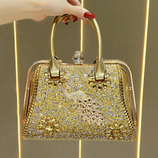 Dazzling Rhinestone-Embellished Luxury Evening Bag for Women, A Large Capacity Chain Crossbody Top-Handle Handbag with Premium Sparkly Design, Perfect for Banquets Weddings Parties & Special Occasions