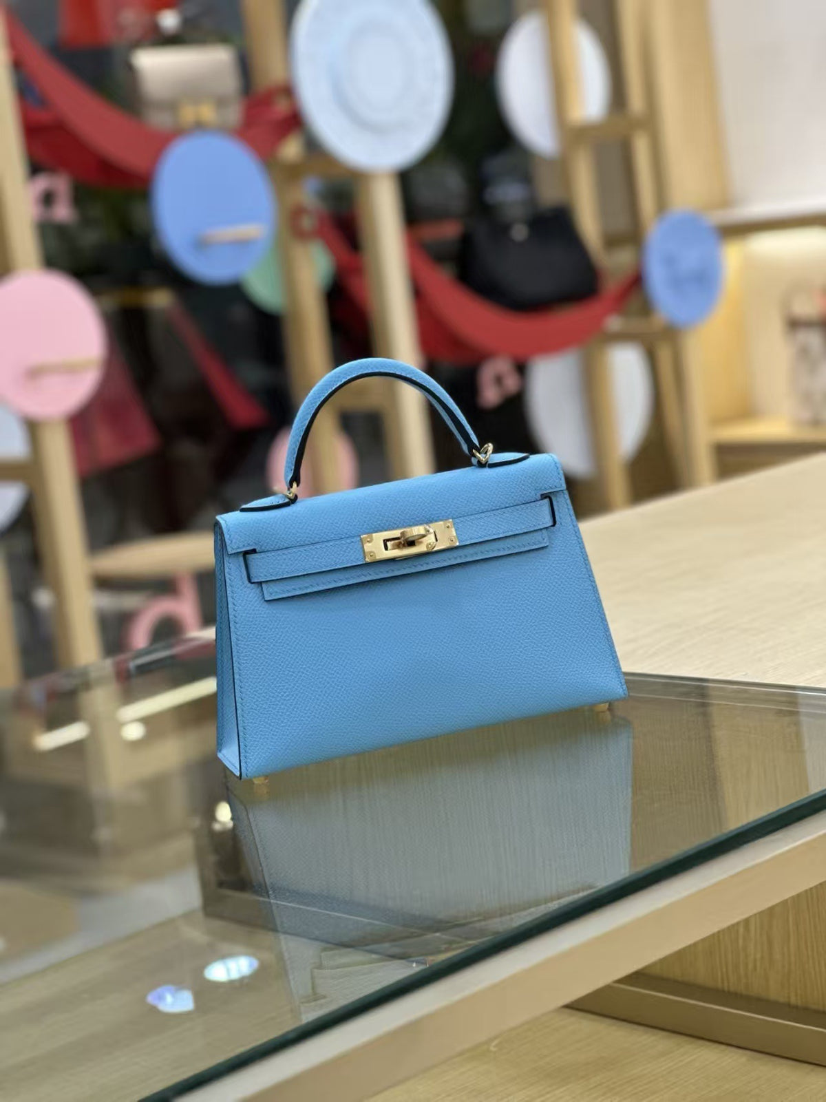 Genuine Leather Handmade Waxed Thread Mini 2nd Gen Kelly-Style Bag for Women, Classic Palm Texture Shoulder Crossbody Top Handle Purse, Premium Handbag for Ladies