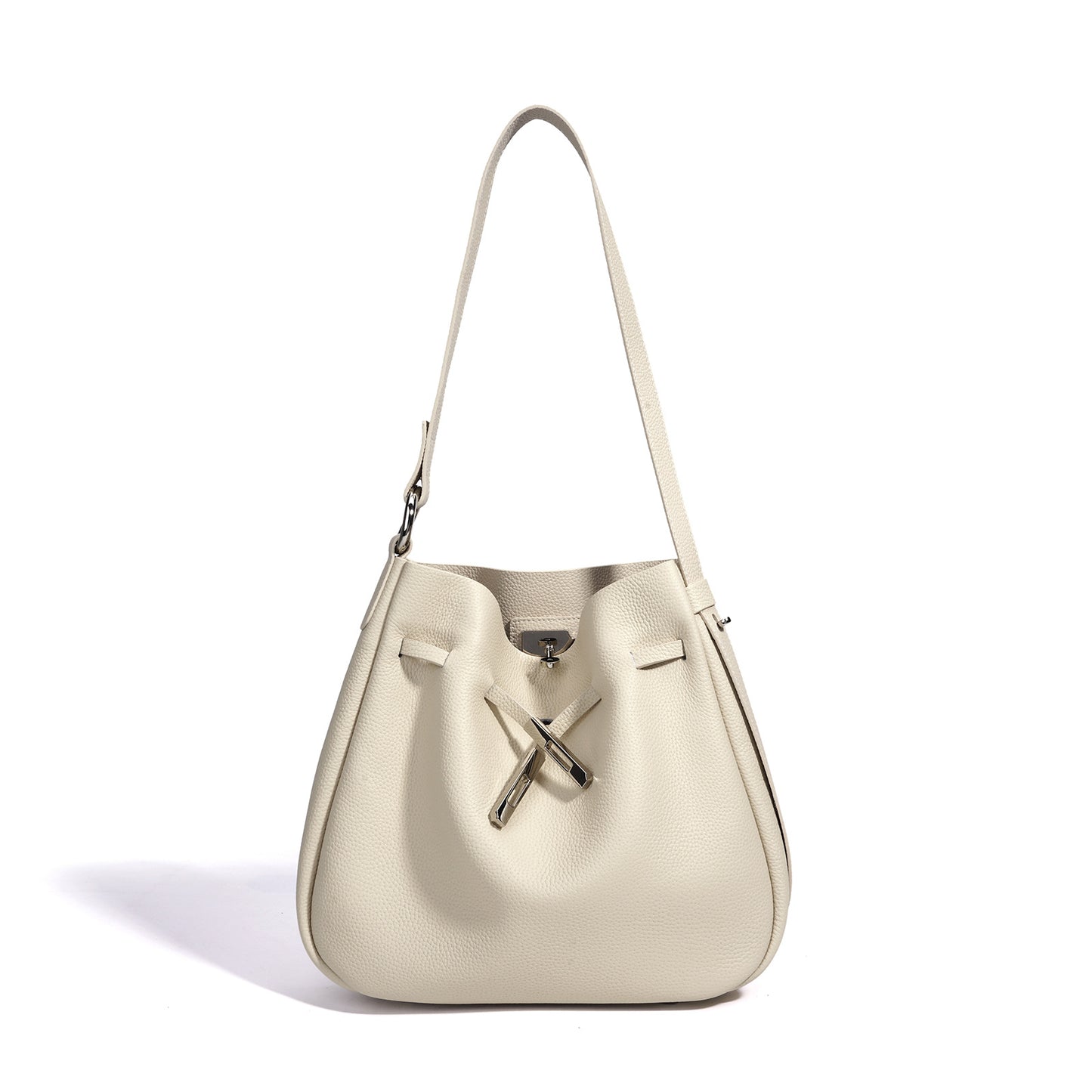 New Summer Ins Style Casual Bucket Bag in Top Layer Cowhide, Large Capacity Shoulder Crossbody Purse, Niche Design Handbag for Women