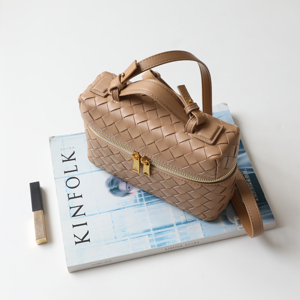 Handwoven Mini Square Bag for Women Summer Shoulder Crossbody Handbag, Celebrity-Inspired Versatile Purse with Artisan Woven Texture