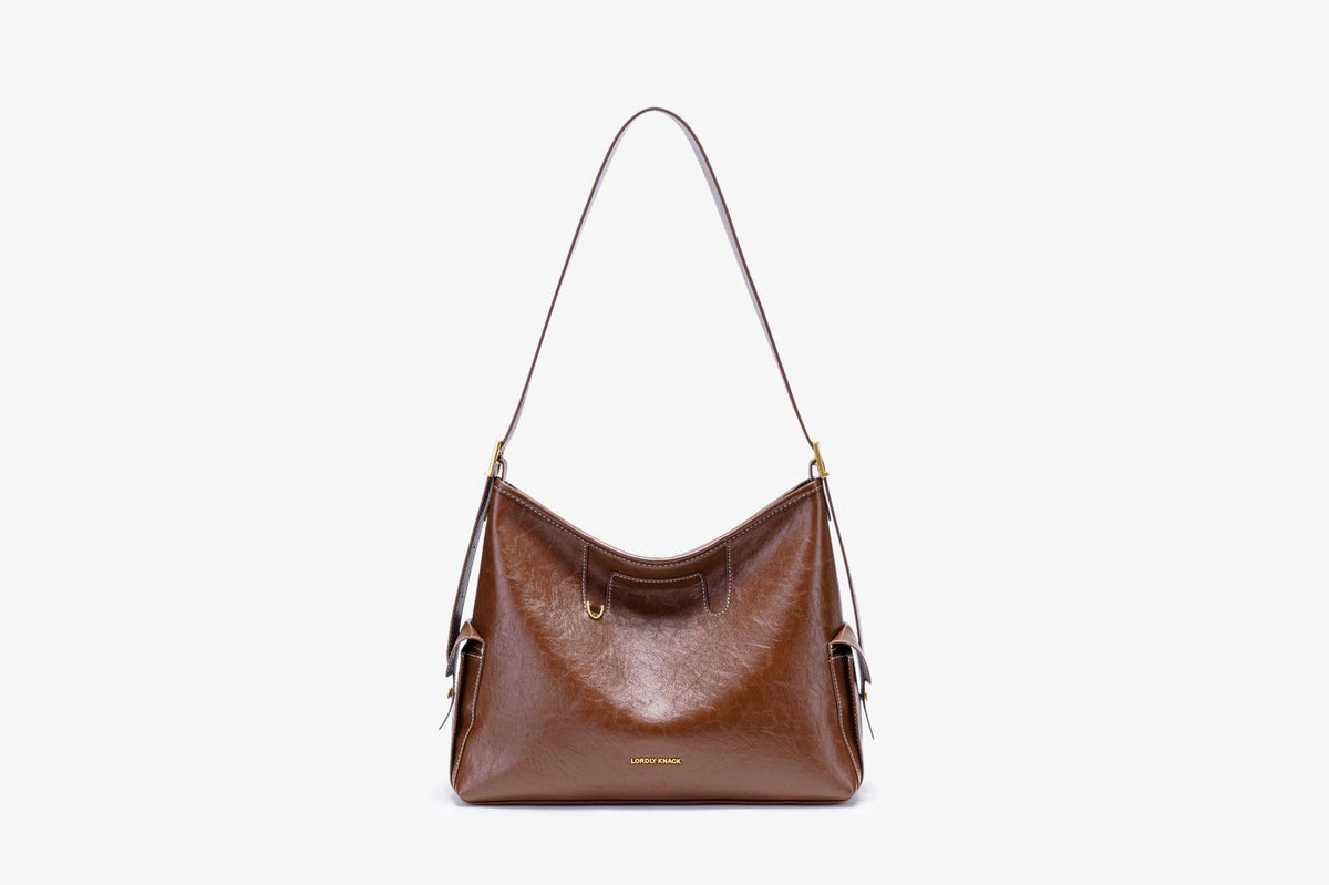 Genuine Vegetable-Tanned Leather Underarm Bag for Women, New Premium Commute Shoulder Crossbody Top Handle Purse, Versatile Everyday Handbag for Ladies
