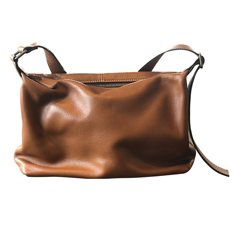Genuine Leather Large Capacity Tote Bag for Women, New Spring Minimalist Shoulder Crossbody Purse, Casual Travel Everyday Handbag for Ladies