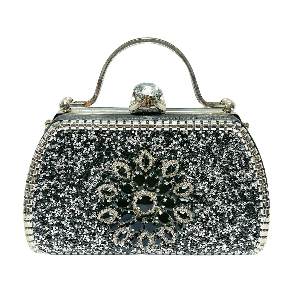 Dazzling Full Rhinestone Evening Clutch for Women, A Sparkly Crystal-Embellished Top-Handle Crossbody Shoulder Bag, Perfect for Cheongsam Banquets Weddings & Special Occasions