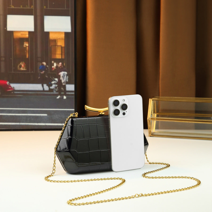 Geometric Diamond Pattern Boston Bag for Women Irregular Design Evening Shoulder Crossbody Purse with High-Quality Texture and Unique Silhouette