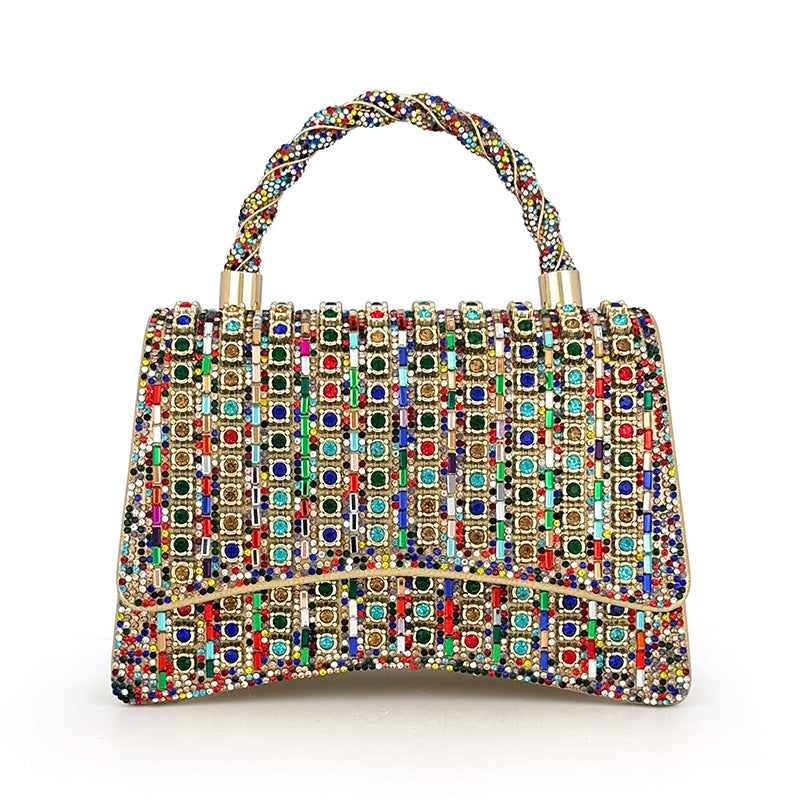 New Rhinestone Crystal Evening Bag for Women, Sparkly Top-Handle Crossbody Purse, High-End Party Clutch for Formal Events