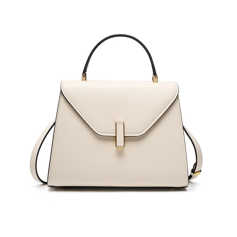 New Kelly-Style Niche Designer Bag in Genuine Leather, Large Capacity Shoulder Crossbody Top Handle Purse, Premium Fashionable Handbag for Women