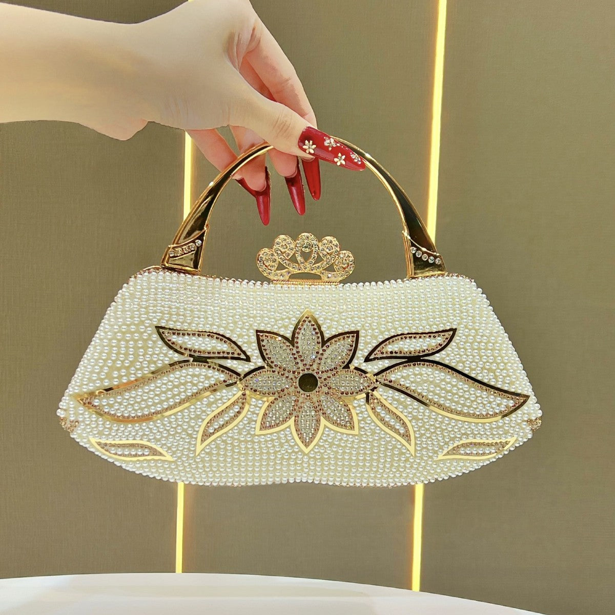 Elegant Wedding Evening Clutch Bag for Women, Fairy Top Handle Purse, Premium Banquet Handbag, Gown Party Dress Handbag for Ladies