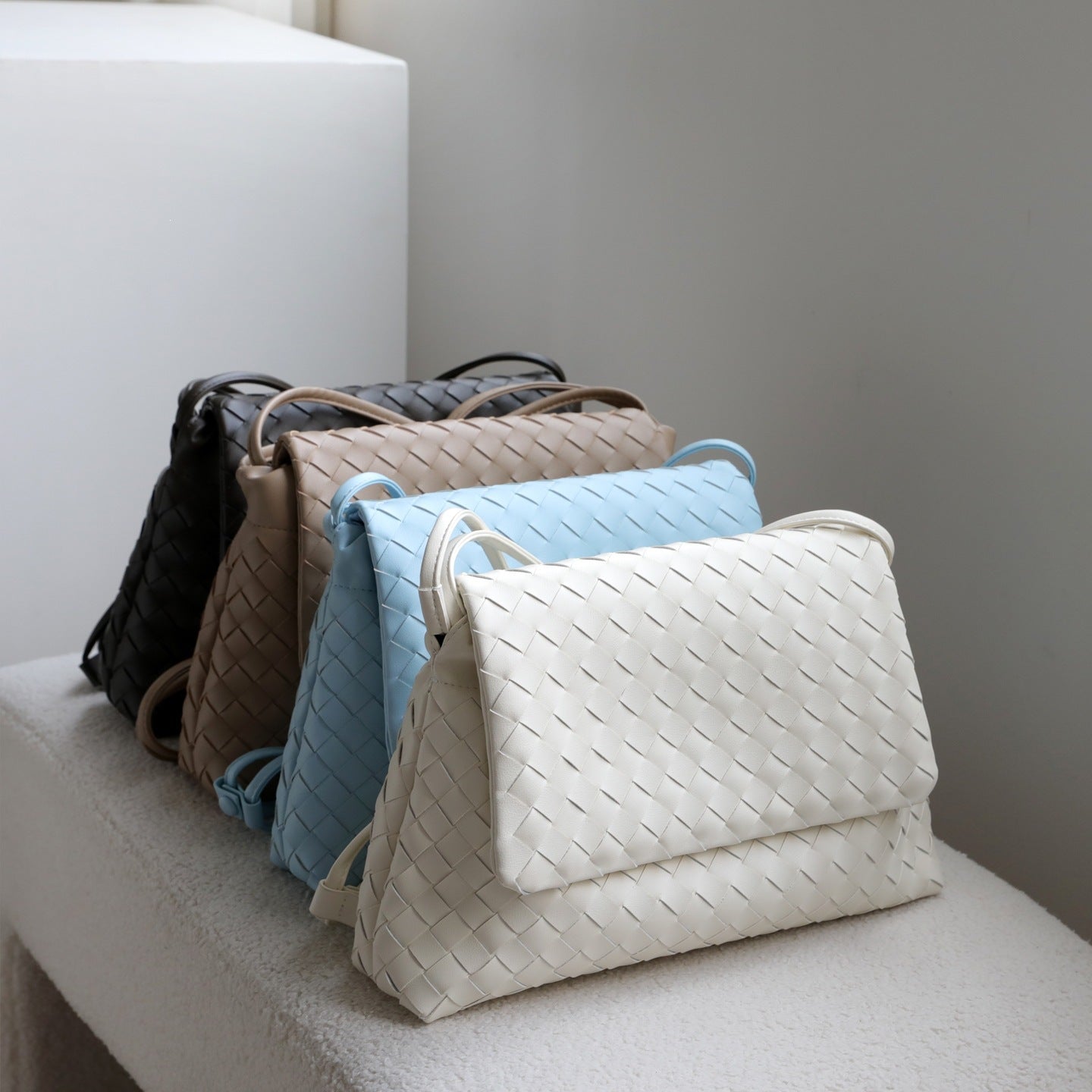 Handwoven Genuine Leather Flap Messenger Bag for Women Large Capacity Shoulder Crossbody Handbag, Artisan Purse with Timeless Style