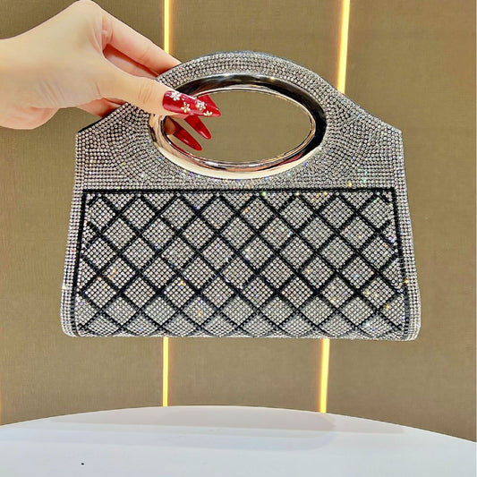 Dazzling Rhinestone Embellished Evening Clutch for Women, A Sparkly Top-Handle Banquet Bag Perfect for Cheongsam Formal Dresses Parties & Special Occasions