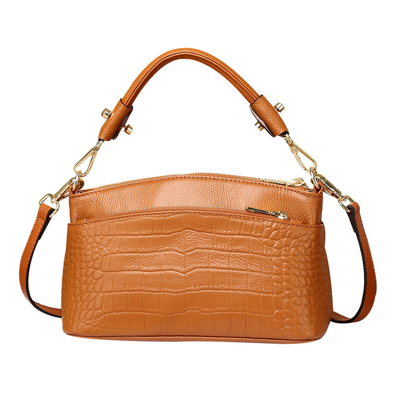 New Arrival Croc-Effect Genuine Leather Bag for Women, A Premium Top-Handle Crossbody Shoulder Handbag with Versatile Design