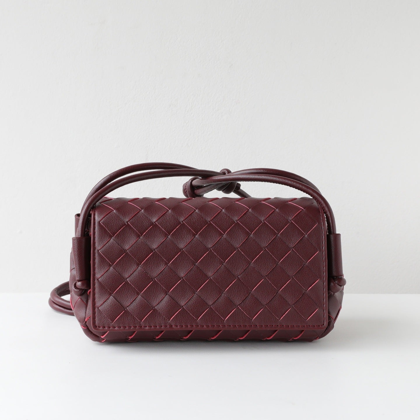 Cowhide Woven Flap Phone Bag for Women Mini Knot Shoulder Crossbody Handbag, Premium Niche Purse with Artisan Woven Texture