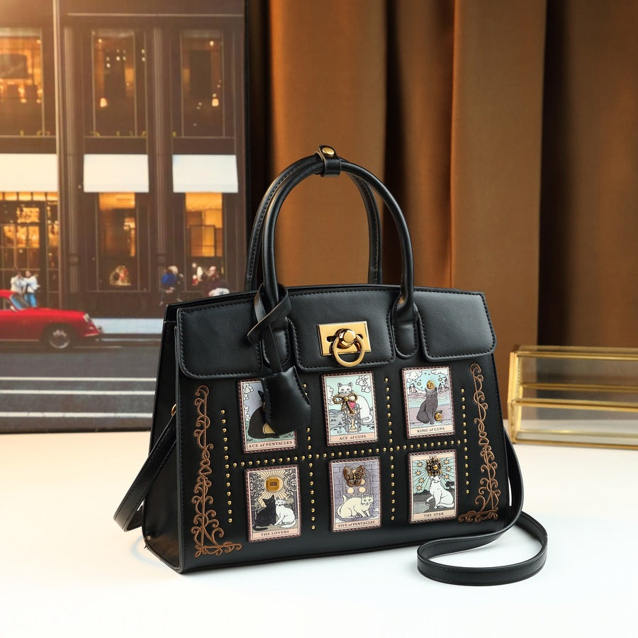 New Arrival Cat Print Birkin-Inspired Tote Bag for Women, Elegant Large Capacity Shoulder Crossbody Handbag with Unique Boutique Design, Perfect Commuter Purse