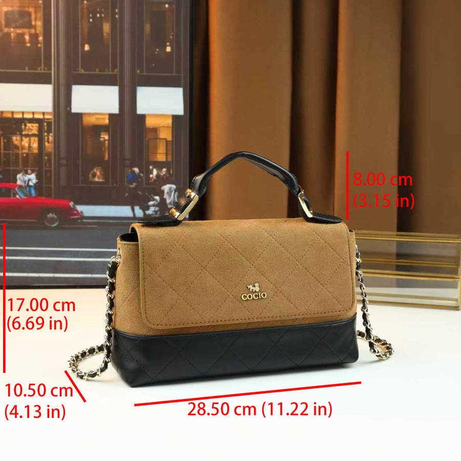 New Arrival Fall/Winter Quilted Chain Bag for Women, A Color-Blocked Top-Handle Crossbody Shoulder Handbag with Premium Versatile Design