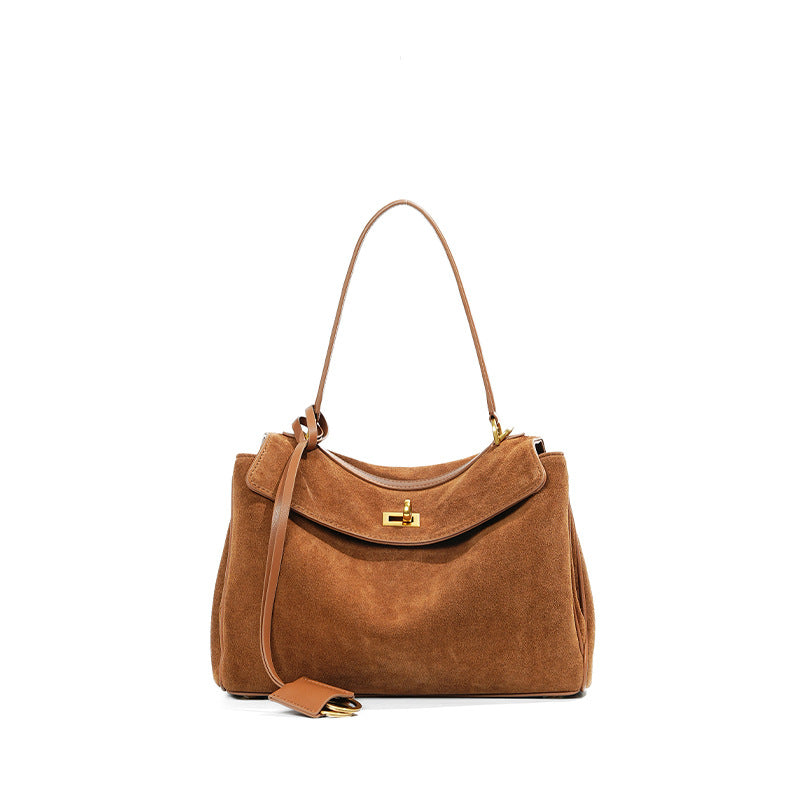 Rodeo Kelly Style Matte Cowhide Tote Bag, Large Capacity Shoulder Top Handle Underarm Purse, Stylish Handbag for Women