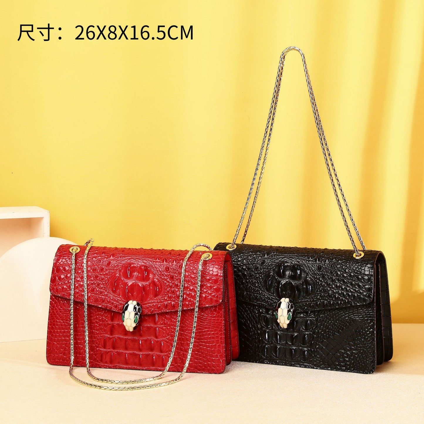 New Arrival Croc-Effect Shoulder Bag for Women, A Trendy Crossbody Chain Handbag with Croc-Bone Pattern Design