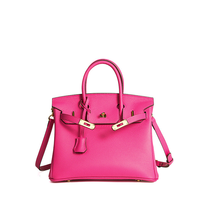 Handcrafted Top-Layer Leather Tote Bag for Women, Waxed Thread Stitching with Turn-Lock Closure, Casual Elegant Top-Handle Purse for Everyday Style