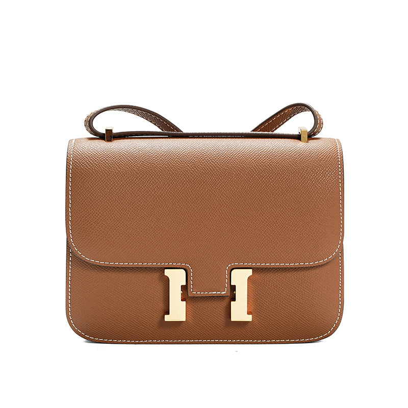 Genuine Cowhide H-Buckle Constance-Style Bag for Women, Versatile Crossbody Shoulder Underarm Purse, Minimalist Summer Handbag with Premium Feel for Ladies