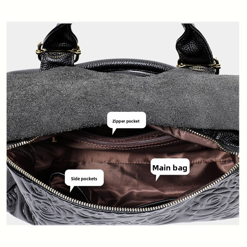 Genuine Top Layer Cowhide Large Capacity Handbag for Women, Fashionable Large Shoulder Crossbody Tote Purse, Premium Leather Bag for Ladies