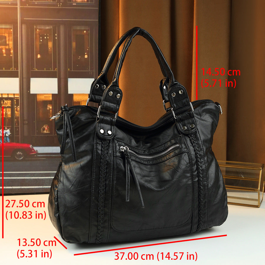 Vintage Distressed Leather Woven Tote Bag for Women Soft Slouchy Shoulder Underarm Handbag, Niche Designer Carryall with Artisan Texture
