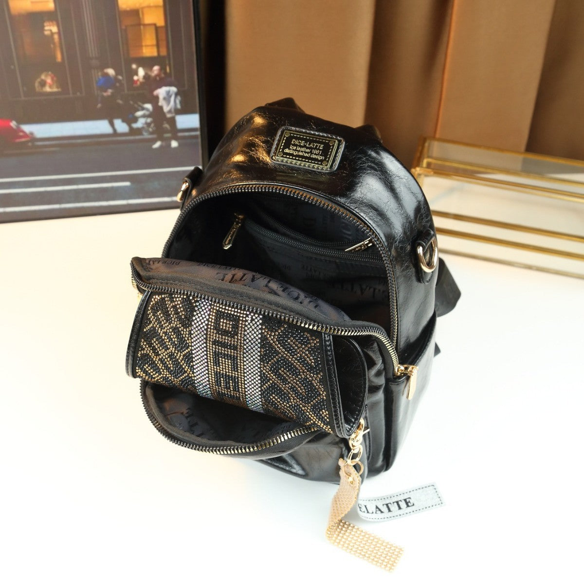 Rhinestone Embellished Backpack for Women Spring Casual Travel Daypack, Multi-Functional Commuter Purse with Sparkly Design