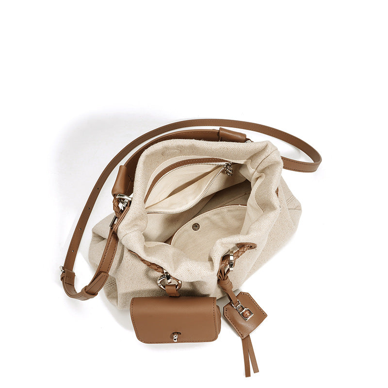 Genuine Leather Drawstring Cloud Bag for Women, Fashionable Versatile Shoulder Crossbody Top Handle Purse, Premium Minimalist Large Capacity Handbag for Ladies