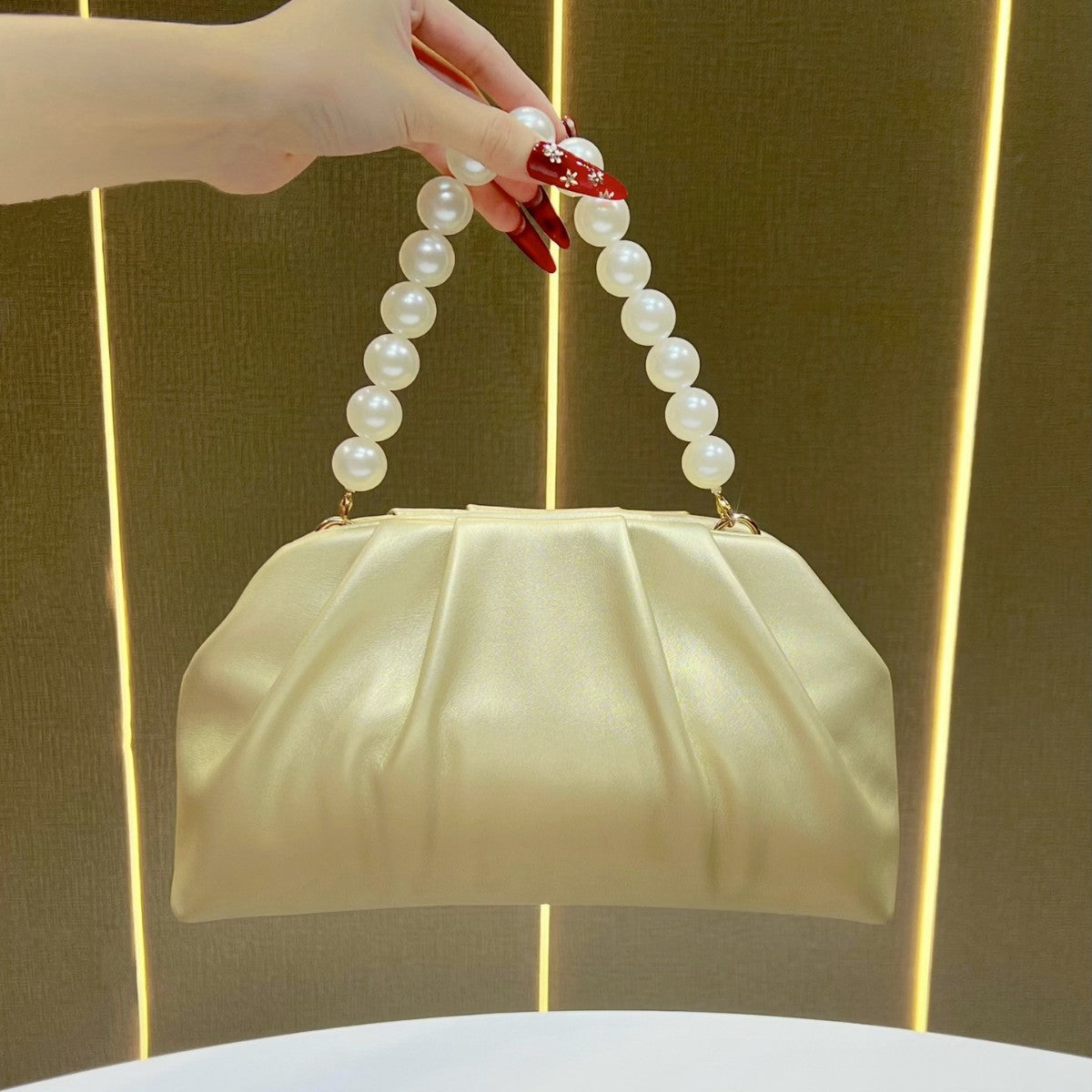 Women's Trendy Solid Color Top-Handle Bag, Casual Clutch Purse for Cheongsam Qipao Dress, Versatile Unique Handbag