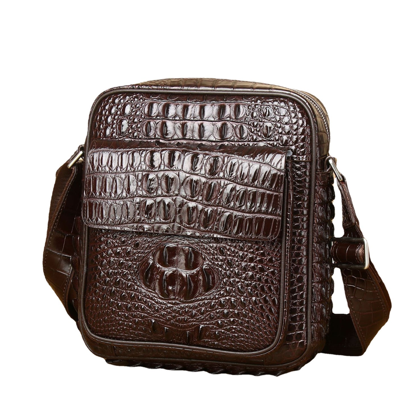 New Arrival Croc-Effect Business Shoulder Bag for Men, A Fashionable Small Crossbody Backpack with High-End Casual Design