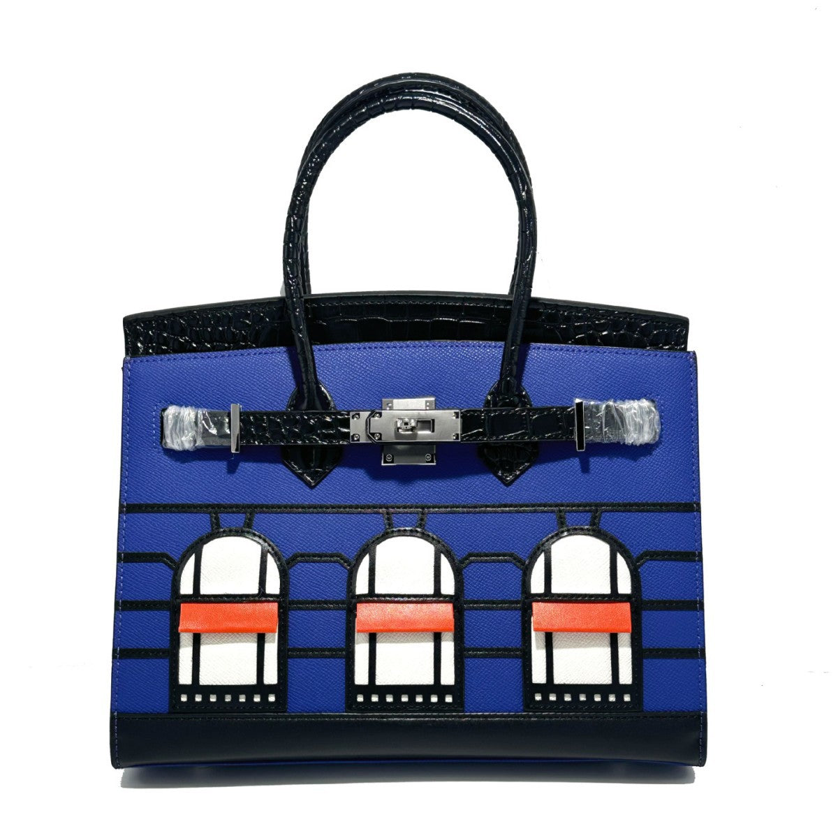 New Arrival Croc-Effect Genuine Leather House-Shaped Bag for Women, A High-End Versatile Top-Handle Shoulder Crossbody Handbag with Fashionable Premium Design