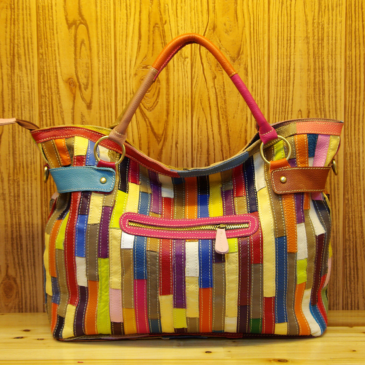 Genuine Top Layer Cowhide Color Block Patchwork Tote Bag for Women, New Arrival Unique Design Large Capacity Top Handle Crossbody Handbag, Trendy Casual Purse for Ladies