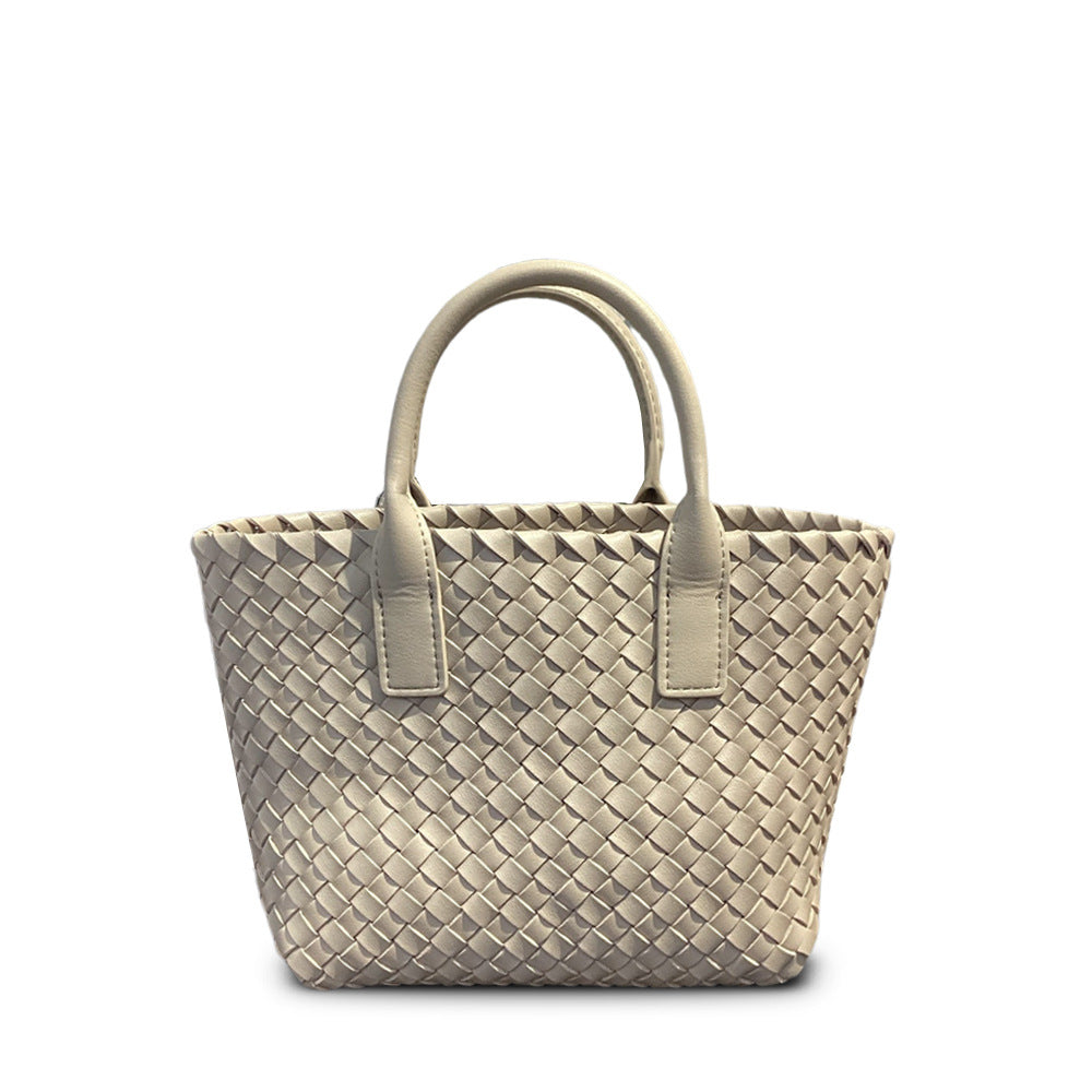 Woven Leather Basket Tote, Niche Best-Selling Handbag, Versatile Shoulder & Crossbody Bag for Women