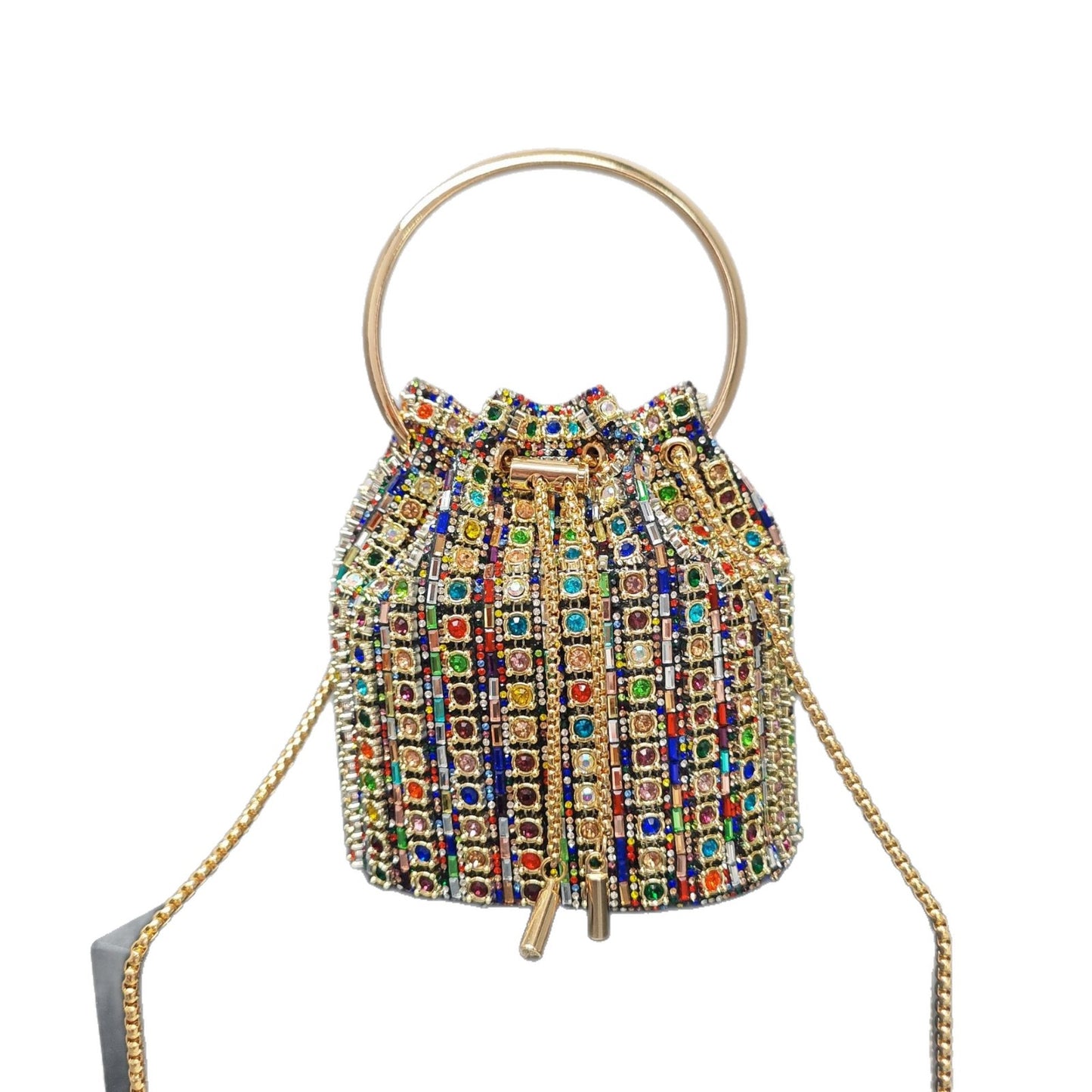 New Chain Rhinestone Evening Bag for Women, Crystal-Studded Shoulder Crossbody Purse, Light Luxury Handbag with Top Handle for Daily & Parties