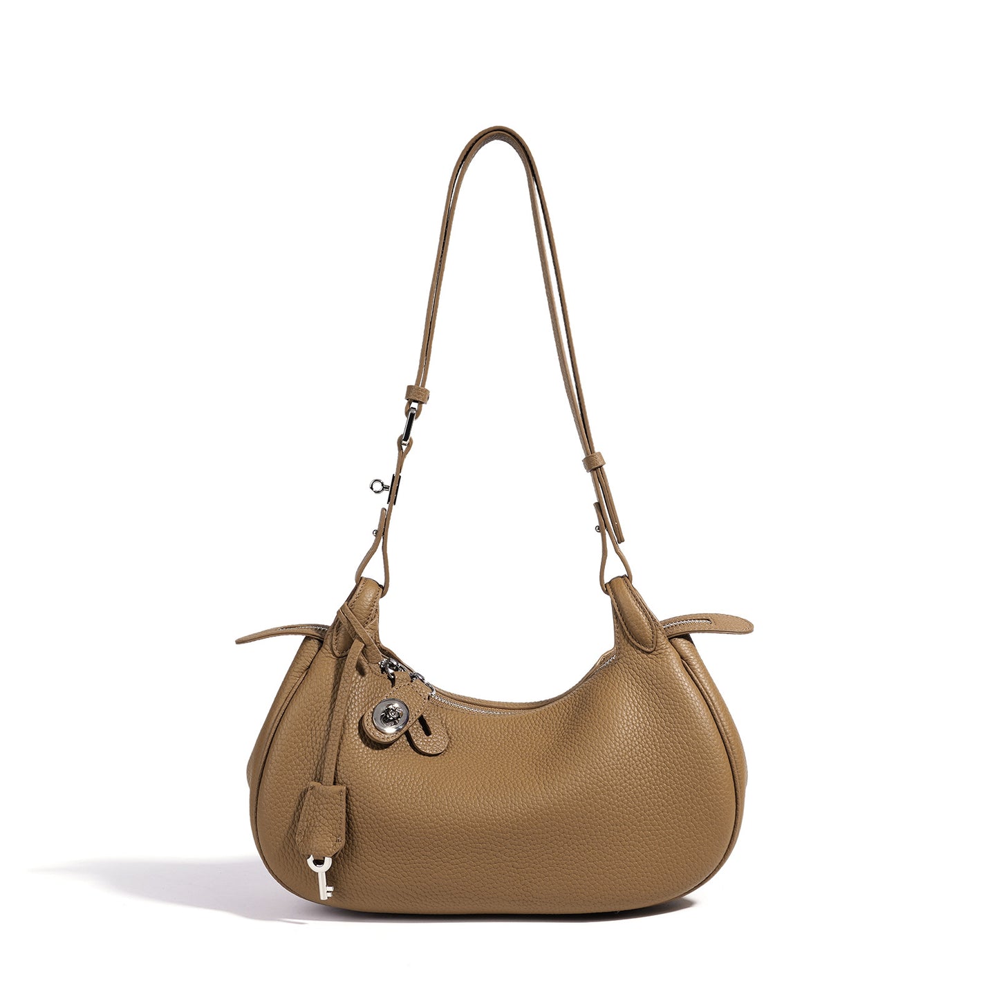 Genuine Leather Crescent Bag for Women, Candy Color Original Minimalist Design Shoulder Underarm Top Handle Purse, Premium Niche Handbag for Ladies