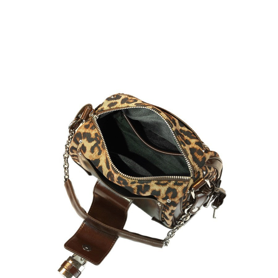 Vintage Biker Lock Stud Tote Bag for Women Large Capacity Shoulder Crossbody Handbag, Edgy Hardware Purse with Versatile Style