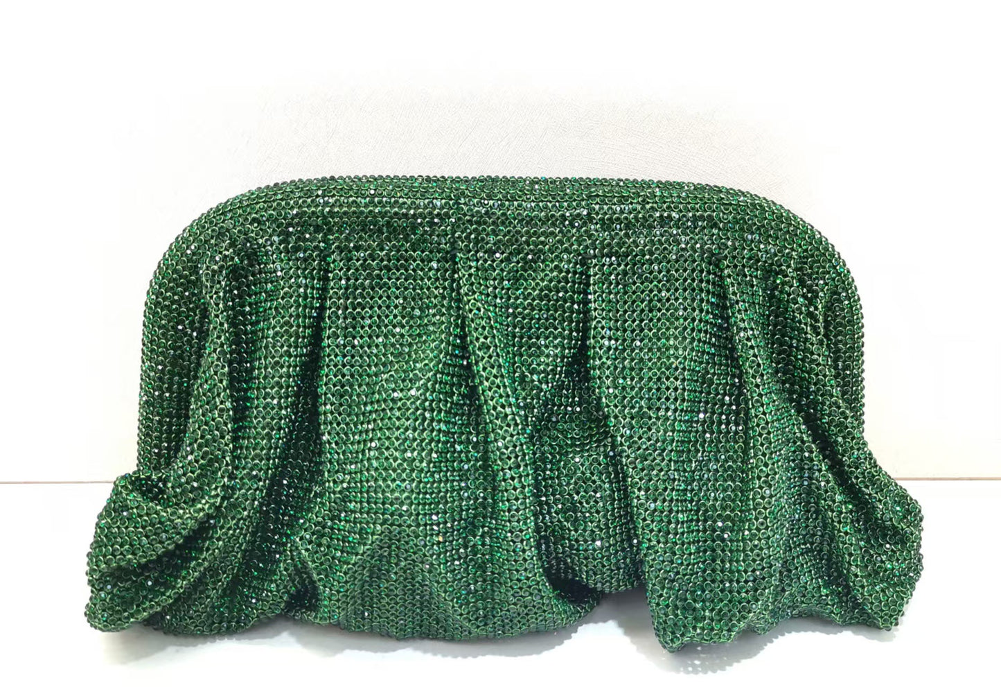 Light Luxury Handmade Rhinestone Evening Clutch for Women, Sparkly Pleated Party Bag, Crystal-Studded Shoulder Crossbody Purse for Formal Events