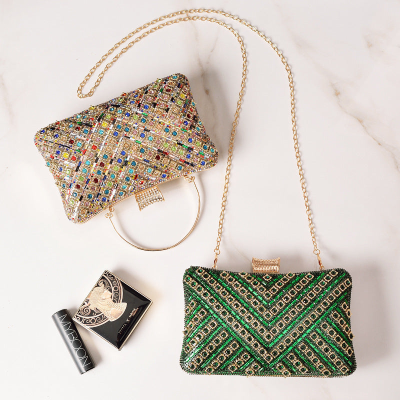 Dazzling Colorful Rhinestone Evening Bag for Women, A Premium Sparkly Banquet Purse with Fashionable Crystal Design, Perfect for Special Occasions