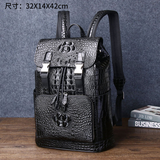 New Arrival Croc-Effect Men's Backpack, A Large Capacity Business Casual Travel Daypack with Fashionable Design, Perfect for Work & Travel
