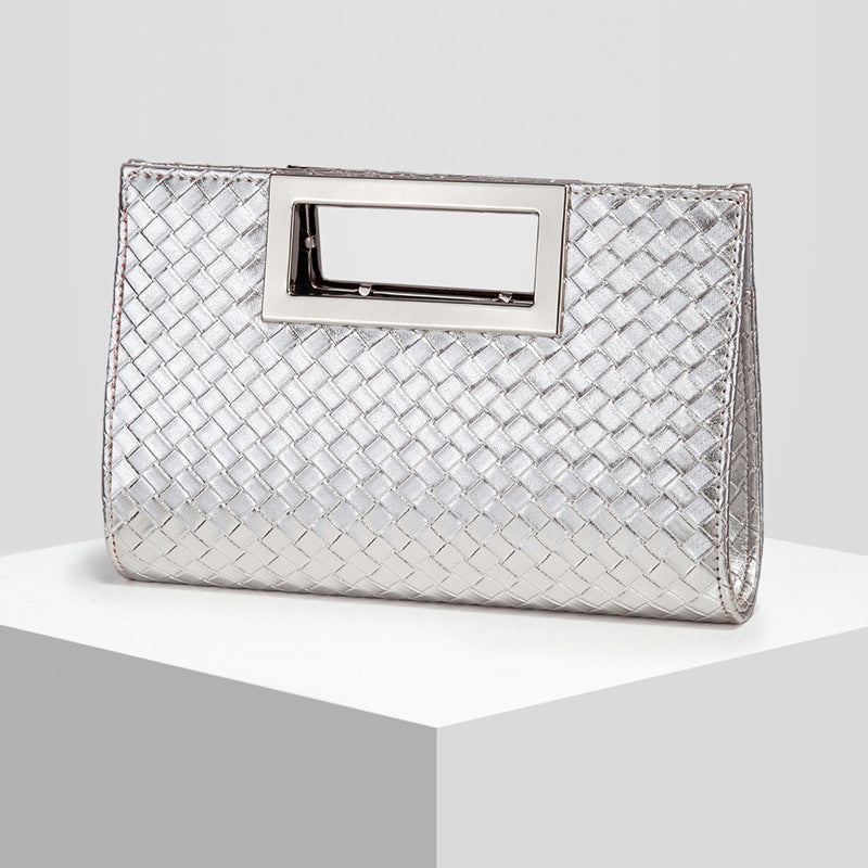 Woven Evening Clutch for Women, New Fashionable Banquet Top Handle Bag, Elegant Wedding Party Handbag for Ladies