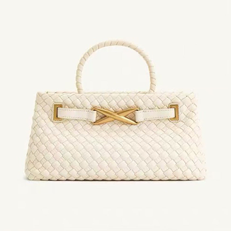 PU Woven Bucket Bag for Women Summer Shoulder Crossbody Handbag, Bestselling Versatile Purse with Natural Woven Texture