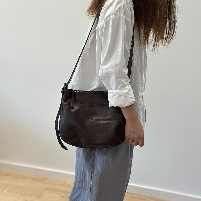 Genuine Vegetable-Tanned Cowhide Bucket Bag for Women, New Casual Shoulder Crossbody Purse, Premium Leather Handbag for Ladies